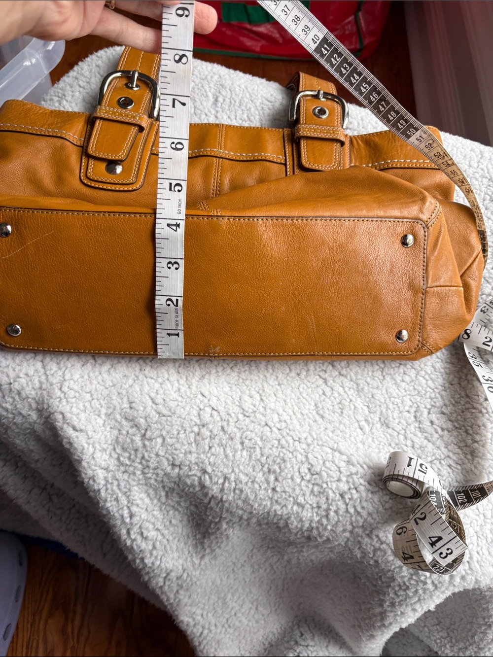 Coach Soho Pleated Saffron/Camel Leather Tote Bag F13732 Y2K with Hangtag Charm - Picture 5 of 16